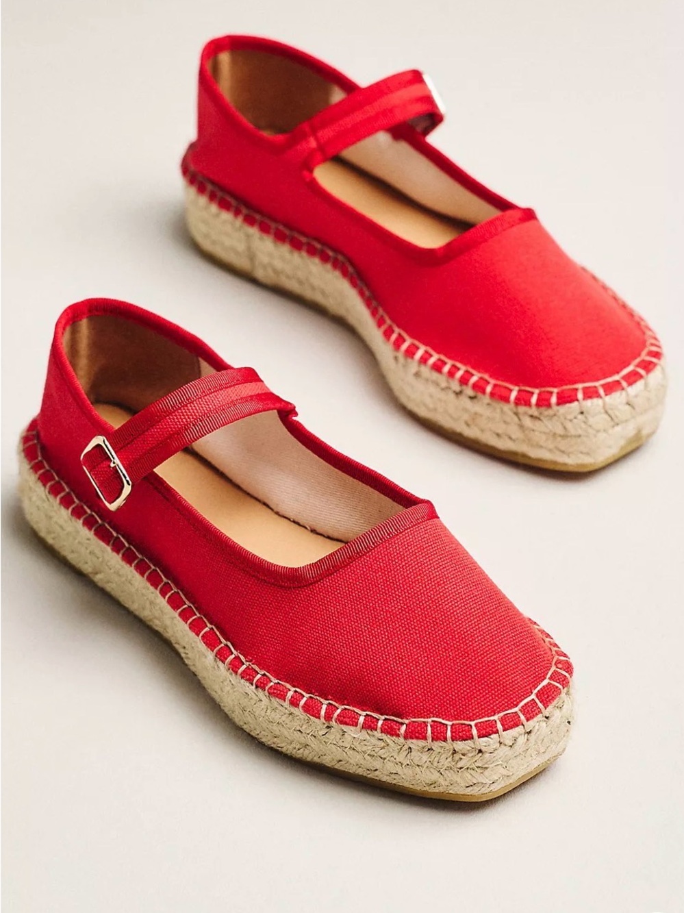 NEW Anthro Maeve Mary Jane Espadrille Flats Red EU 40* Fits US 7 - 7.5 / EU 38